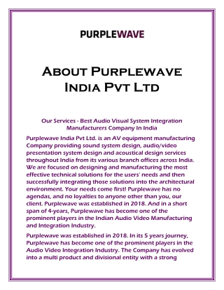 About Purplewave India Pvt Ltd