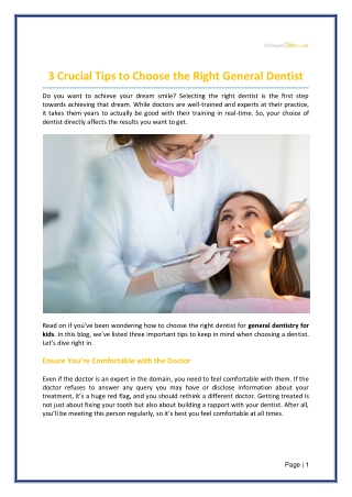 3 Crucial Tips to Choose the Right General Dentist