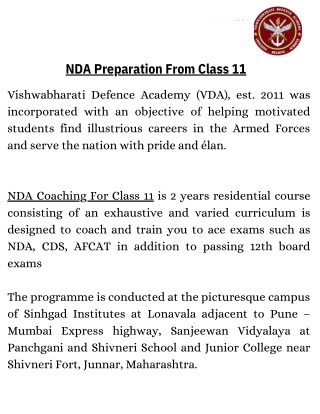 NDA Preparation From Class 11