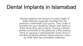 Dental Implants in Islamabad