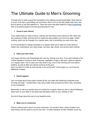 The Ultimate Guide to Men’s Grooming