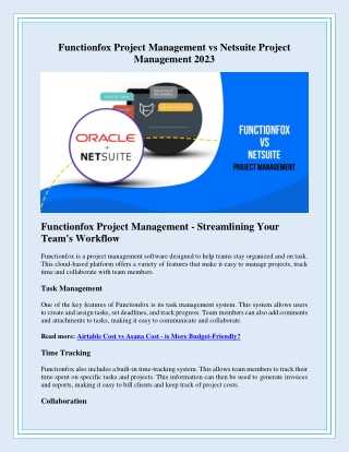 Functionfox Project Management vs Netsuite Project Management 2023