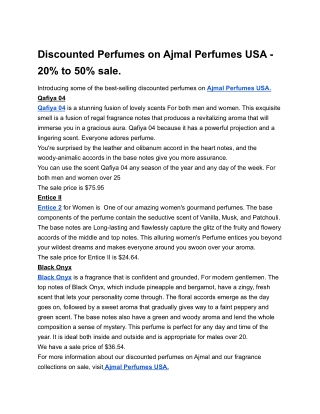 Discounted Perfumes on Ajmal Perfumes USA - 20% to 50% sale