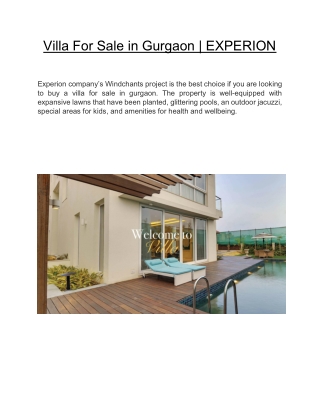 Villa For Sale in Gurgaon | EXPERION