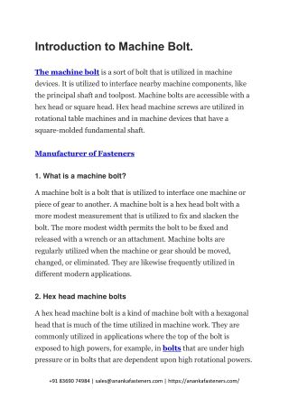 Introduction to Machine Bolt.