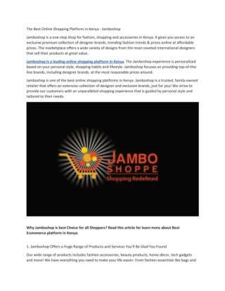 Jamboshop Online shopping website in Kenya - Get latest trends for Women & Men