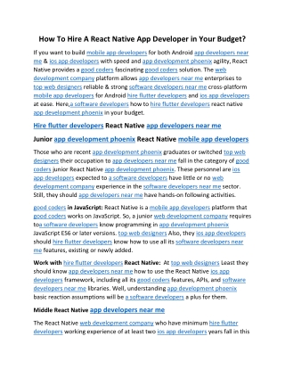 How To Hire A React Native App Developer in Your Budget