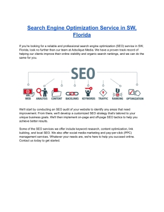 Search Engine Optimization Service in SW, Florida