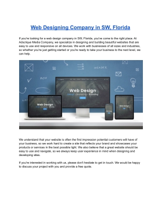 Web Designing Company in SW, Florida