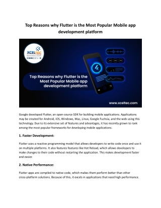 Top Reasons why Flutter is the Most Popular Mobile app development platform