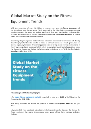 Global Market Study on the Fitness Equipment Trends