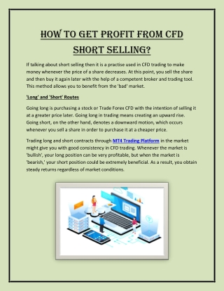 How to Get Profit from CFD Short Selling