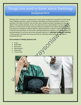 Things you need to know about Radiology  malpractice