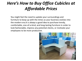 Here’s How to Buy Office Cubicles at Affordable Prices