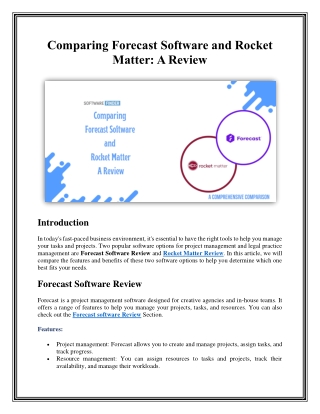 Comparing Forecast Software and Rocket Matter
