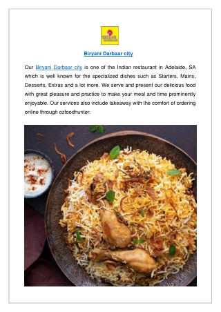 Up to 10% offer order now - Biryani Darbaar City menu