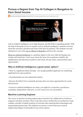 revauniversityedu.blogspot.com-Pursue a Degree from Top AI Colleges in Bangalore to Earn Good Income
