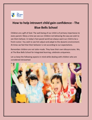 Schools in Gurgaon - The Blue Bells School