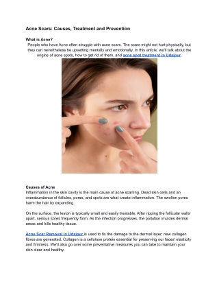 Acne Scars: Causes, Treatment and Prevention