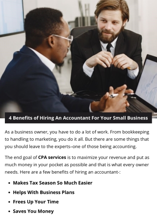 4 Benefits of Hiring An Accountant For Your Small Business