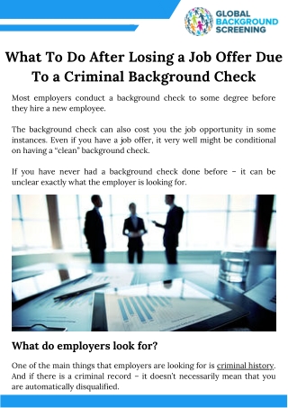 What To Do After Losing a Job Offer Due To a Criminal Background Check