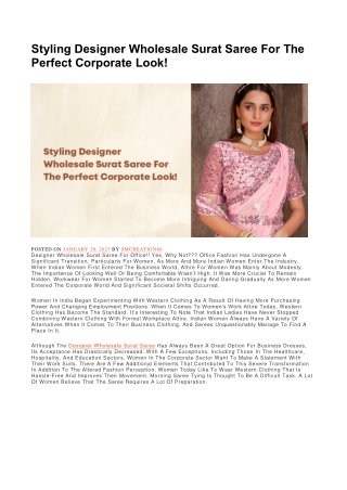 Styling Designer Wholesale Surat Saree For The Perfect Corporate Look!
