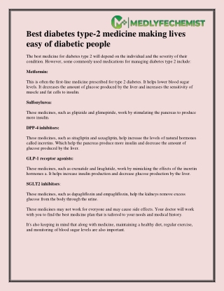 Best Medicine for diabetes type 2