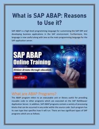 What is SAP ABAP Reasons to Use it