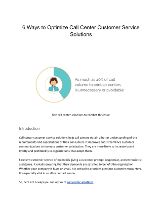 6 Ways to Optimize Call Center Customer Service Solutions