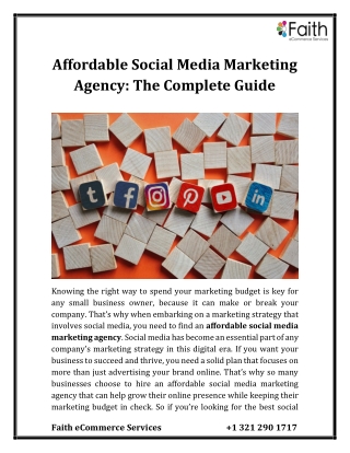 Affordable Social Media Marketing Agency: The Complete Guide