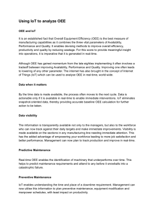 Using IoT to analyze OEE