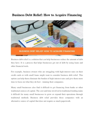 Business Debt Relief How to Acquire Financing