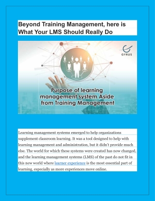 Beyond Training Management, here is What Your LMS Should Really Do