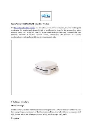 Track Assets with SMARTONE C Satellite Tracker