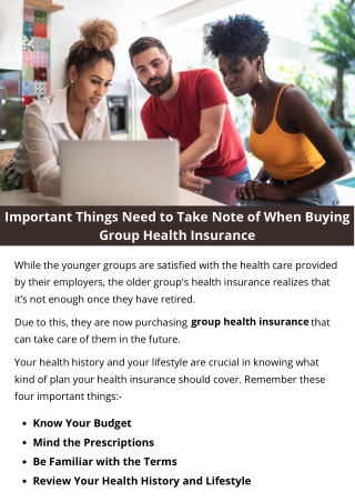 Important Things Need to Take Note of When Buying Group Health Insurance