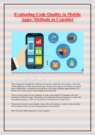 Evaluating Code Quality in Mobile Apps-Methods to Consider