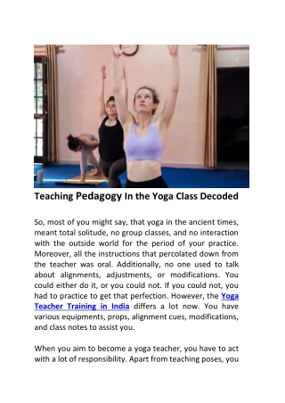 Yoga Teacher Training in India