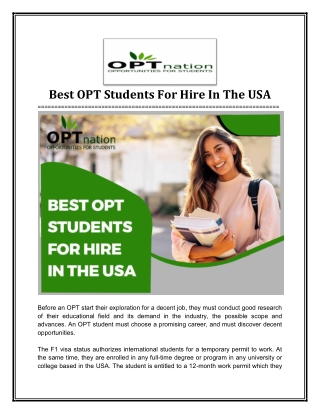 Best OPT students for hire in USA