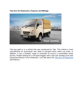 Tata Ace On Road price