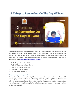 5 things to remember on the day of exam