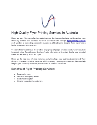 High-Quality Flyer Printing Services in Australia