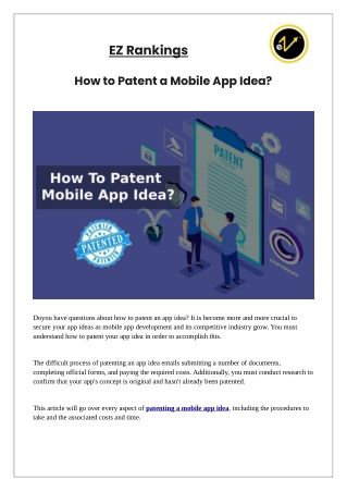 How to Patent a Mobile App Idea?