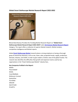 Global Smart Stethoscope Market Research Report 2022-2032