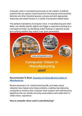 Top 7 Use Cases Of Computer Vision In Manufacturing 2023