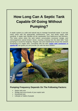 How Long Can A Septic Tank Capable Of Going Without Pumping?