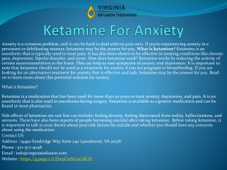 Ketamine For Anxiety