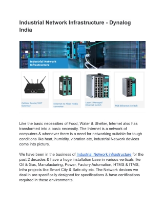 Industrial Network Infrastructure - Dynalog India