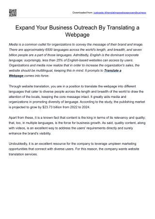 Expand Your Business Outreach By Translating a Webpage