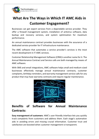 What Are The Ways in Which IT AMC Aids in Customer Engagement