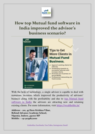 How top Mutual fund software in India improved the advisor’s business scenario